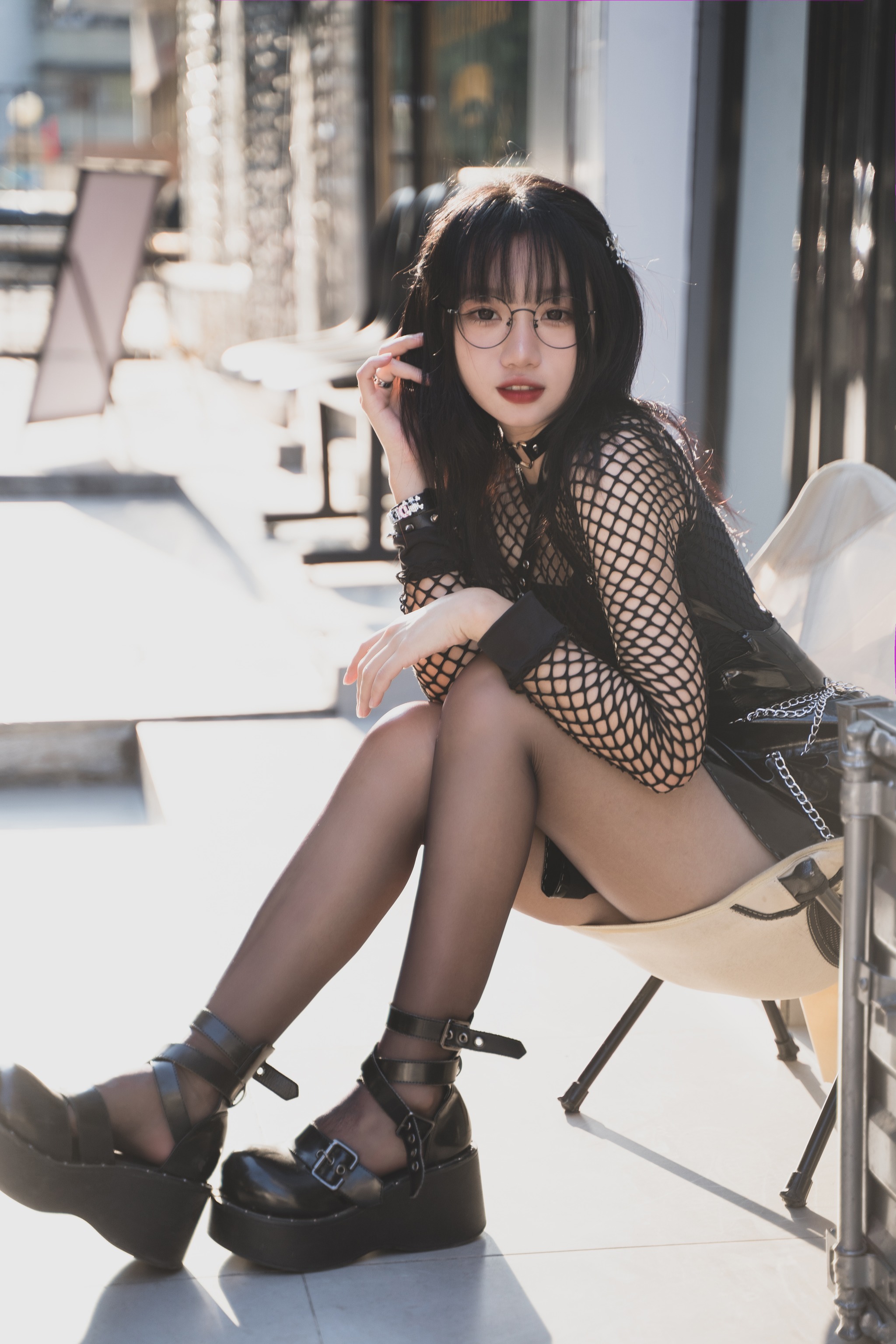 图片[1]-柒柒要乖哦 – NO.023 街拍黑皮裙[17P]-XikXak